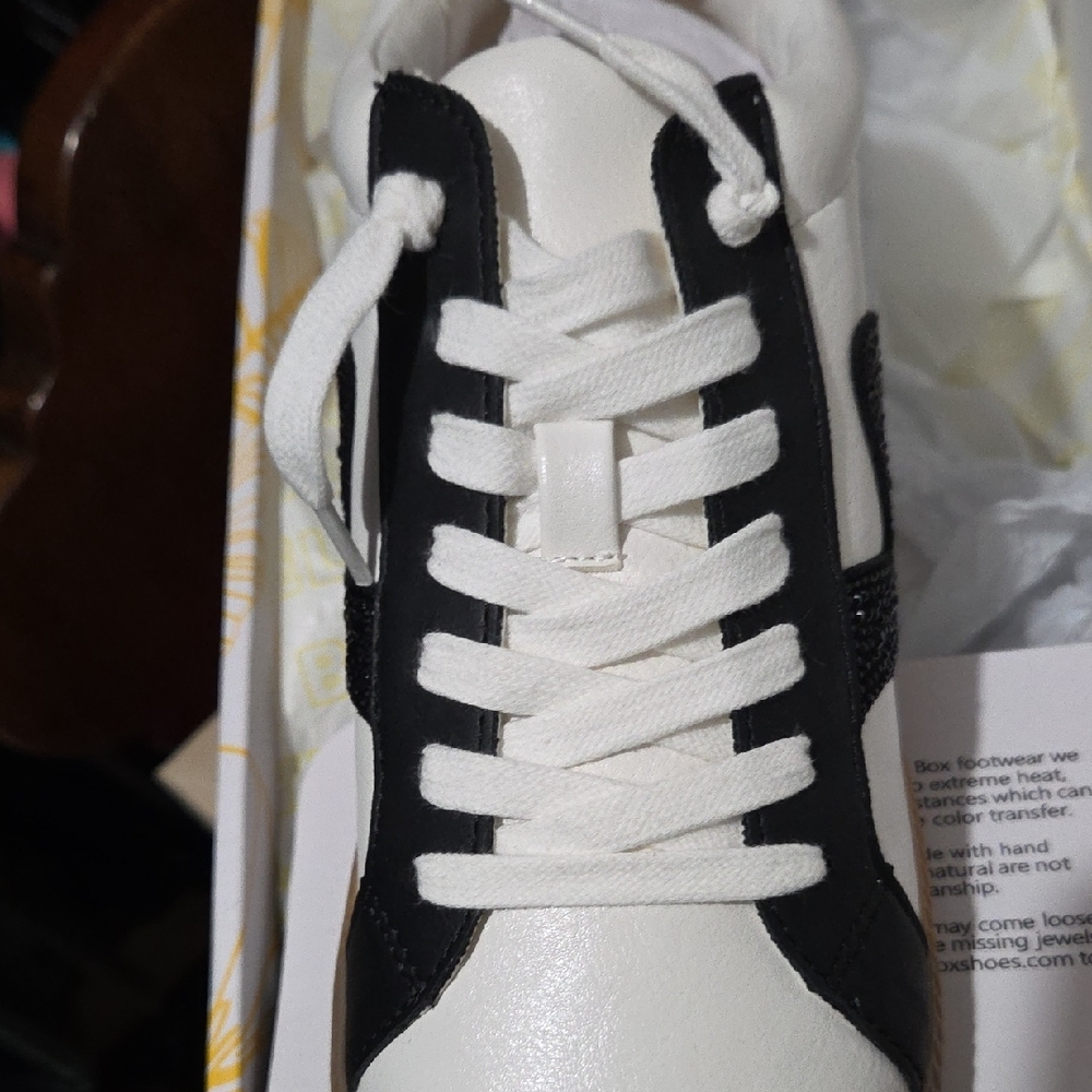 Yellow Box White and Black Lace-Up Sneaker